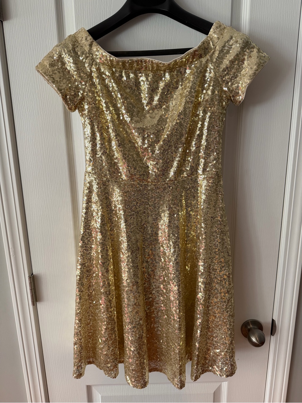 Grace Karin Girls Gold Sequin Short Sleeve Party Dress